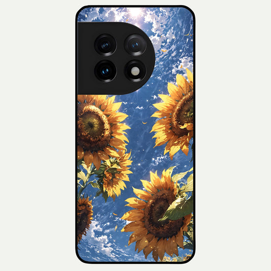  Heavenly Sunflower Rise Glass Case For OnePlus 11 back cover – full design glossy printed glass finish