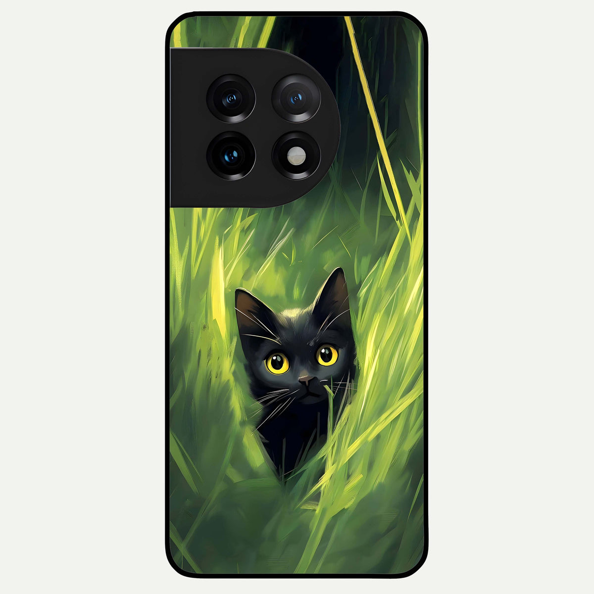  Hidden Cat Whisper Glass Case For OnePlus 11 back cover – full design glossy printed glass finish