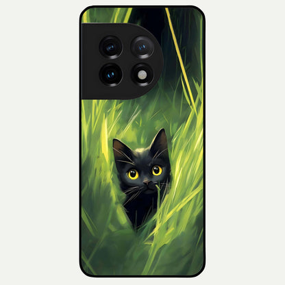  Hidden Cat Whisper Glass Case For OnePlus 11 back cover – full design glossy printed glass finish