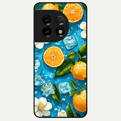  Ice Cube With Orange Glass Case For OnePlus 11 back cover – full design glossy printed glass finish