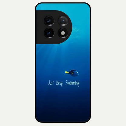  Just Keep Swimming Glass Case For OnePlus 11 back cover – full design glossy printed glass finish