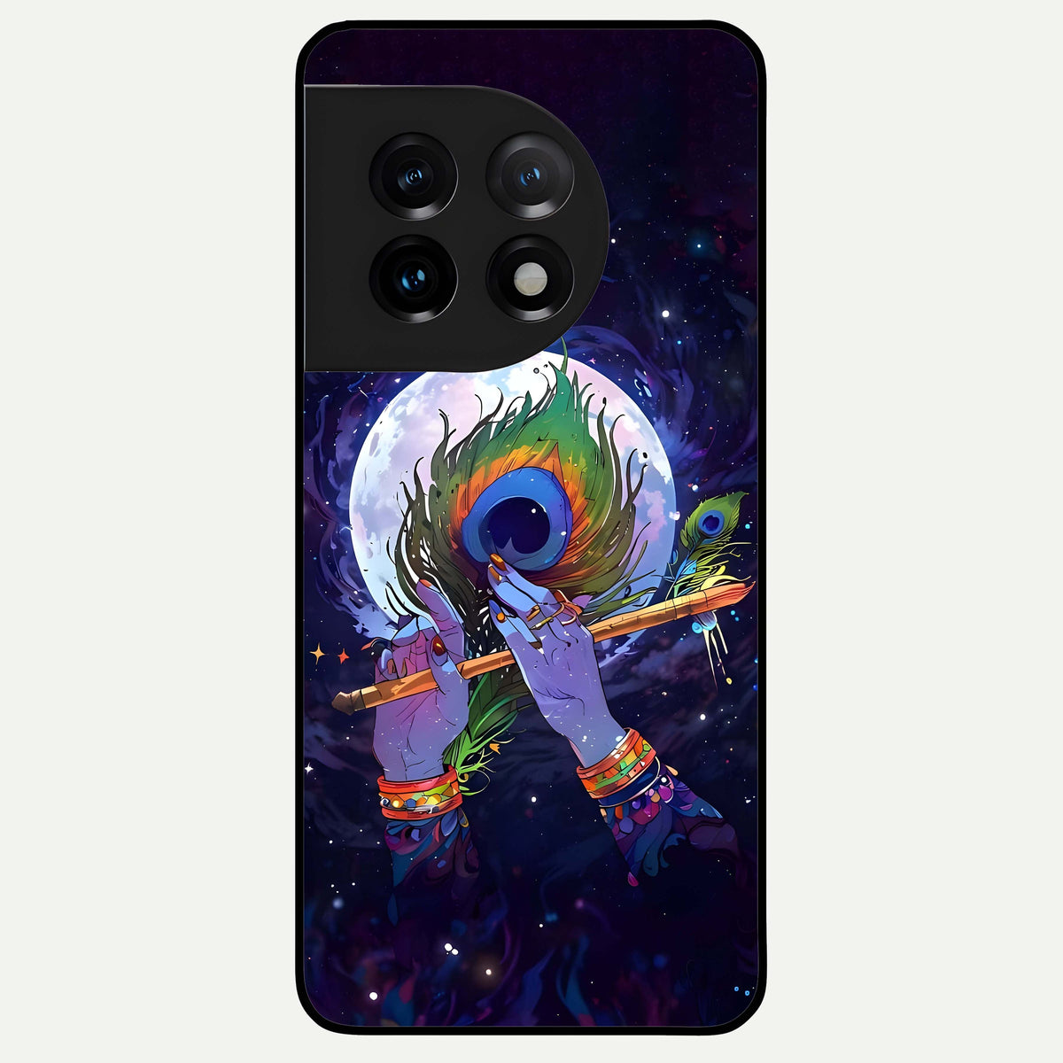  Krishna Hands Art Glass Case For OnePlus 11 back cover – full design glossy printed glass finish
