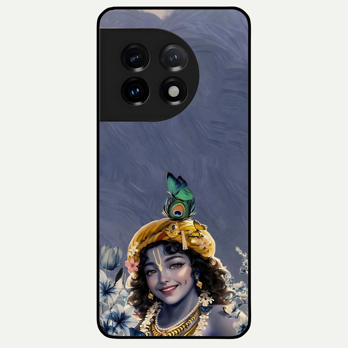  Lord Krishna Glass Case For OnePlus 11 back cover – full design glossy printed glass finish