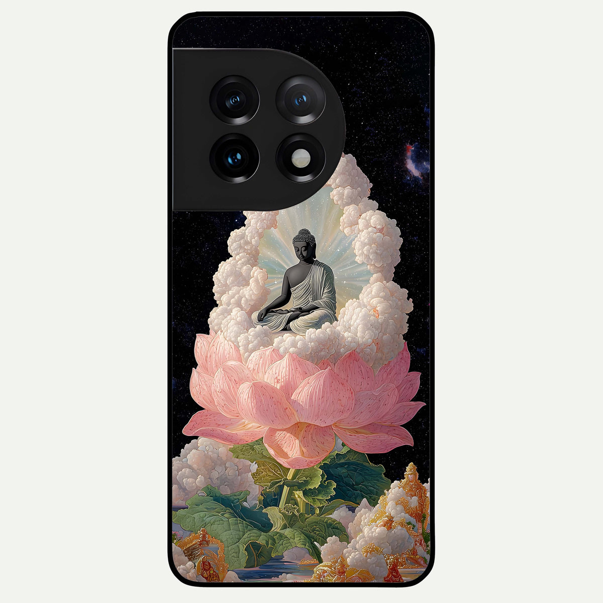  Lotus Divine Peace Glass Case For OnePlus 11 back cover – full design glossy printed glass finish