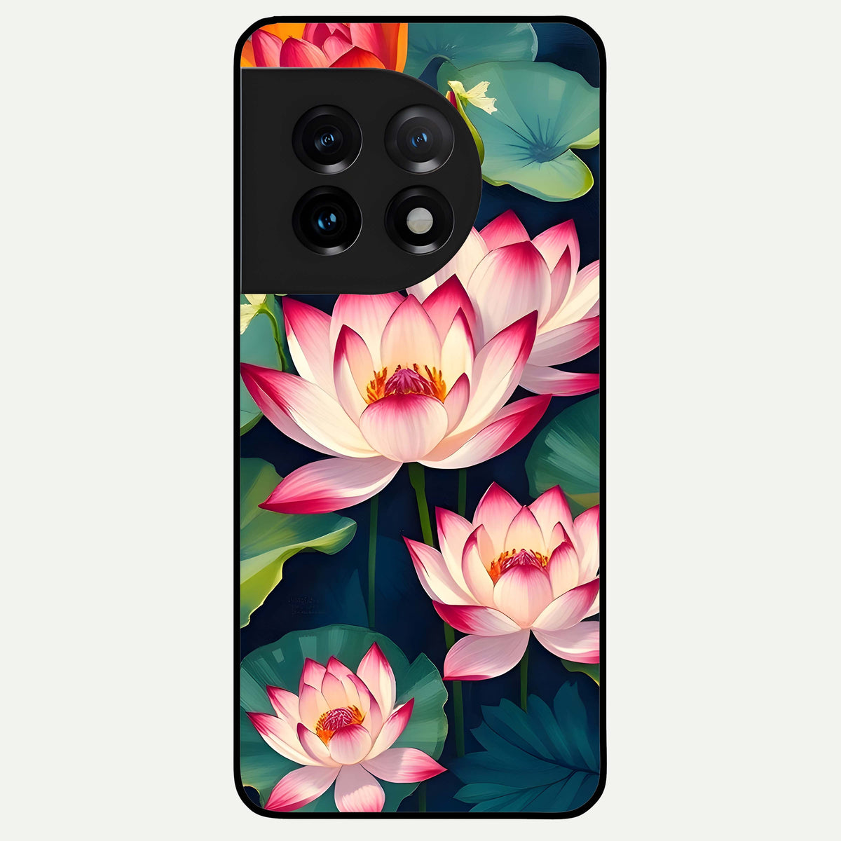  Lotus Dream Serenity Glass Case For OnePlus 11 back cover – full design glossy printed glass finish
