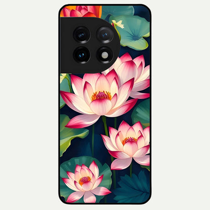  Lotus Dream Serenity Glass Case For OnePlus 11 back cover – full design glossy printed glass finish