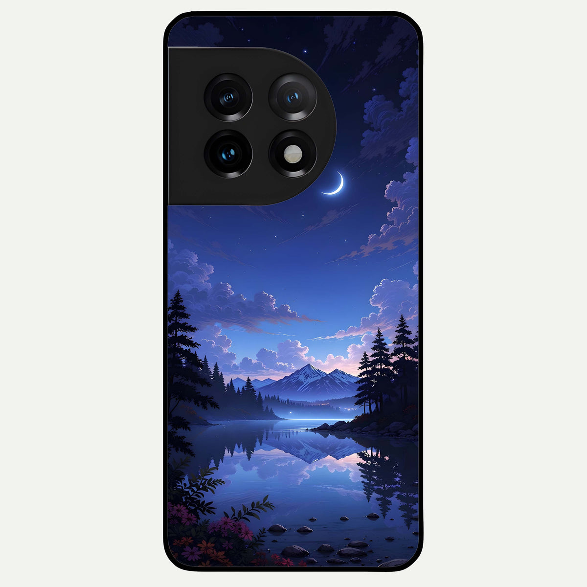  Midnight Lake Peace Glass Case For OnePlus 11 back cover – full design glossy printed glass finish