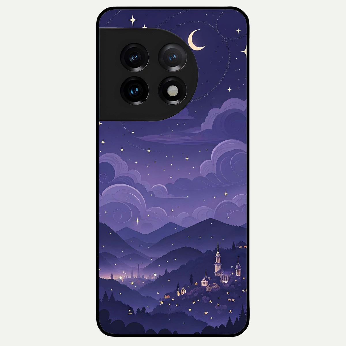  Minimal Night View Glass Case For OnePlus 11 back cover – full design glossy printed glass finish