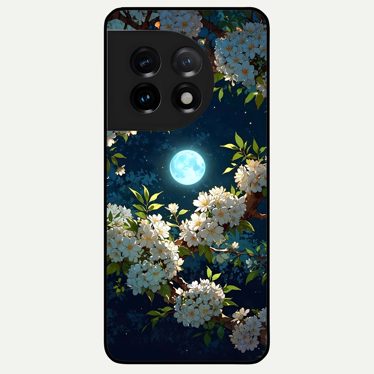  Moonlit Blossom Dream Glass Case For OnePlus 11 back cover – full design glossy printed glass finish