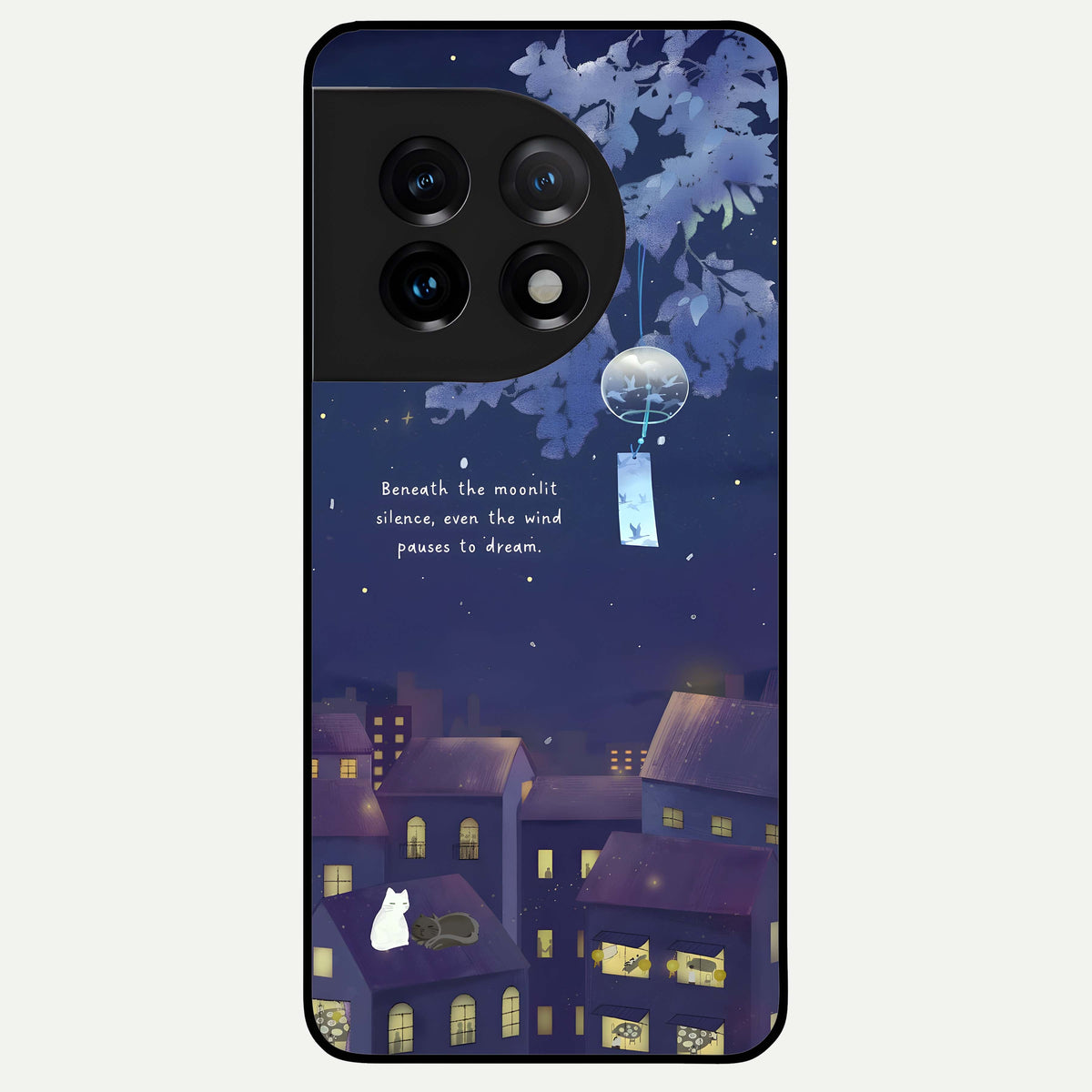  Moonlit Cat Silence Glass Case For OnePlus 11 back cover – full design glossy printed glass finish