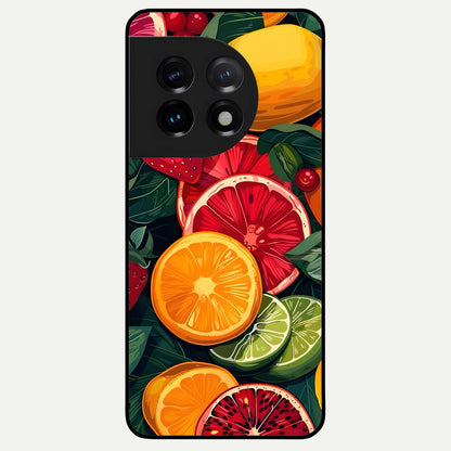  Multiple Fruits Glass Case For OnePlus 11 back cover – full design glossy printed glass finish
