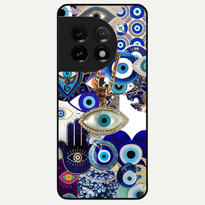  Mystic Charm Eye Glass Case For OnePlus 11 back cover – full design glossy printed glass finish