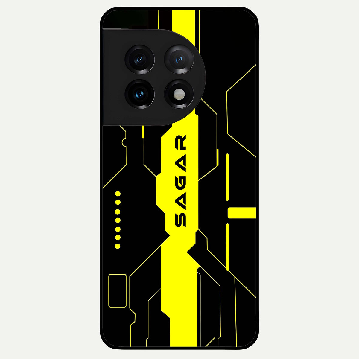  Neon CYBERPUNK Custom Name Glass Case For OnePlus 11 back cover – full design glossy printed glass finish