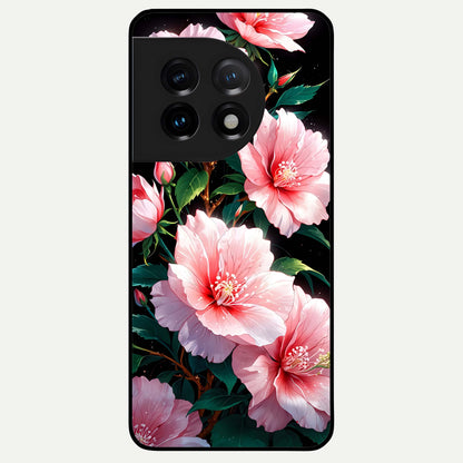  Peach Flower Glass Case For OnePlus 11 back cover – full design glossy printed glass finish
