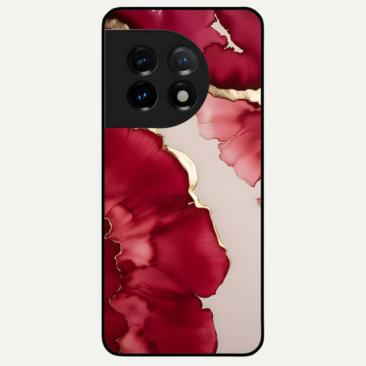  Pink And White Marble Glass Case For OnePlus 11 back cover – full design glossy printed glass finish