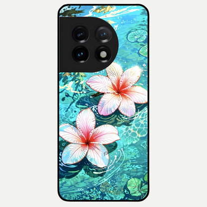  Pink Flowers in Water Glass Case For OnePlus 11 back cover – full design glossy printed glass finish