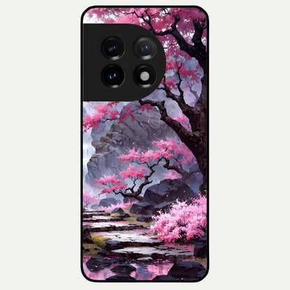 Pink Sunflower Glow Glass Case For OnePlus 11 back cover – full design glossy printed glass finish