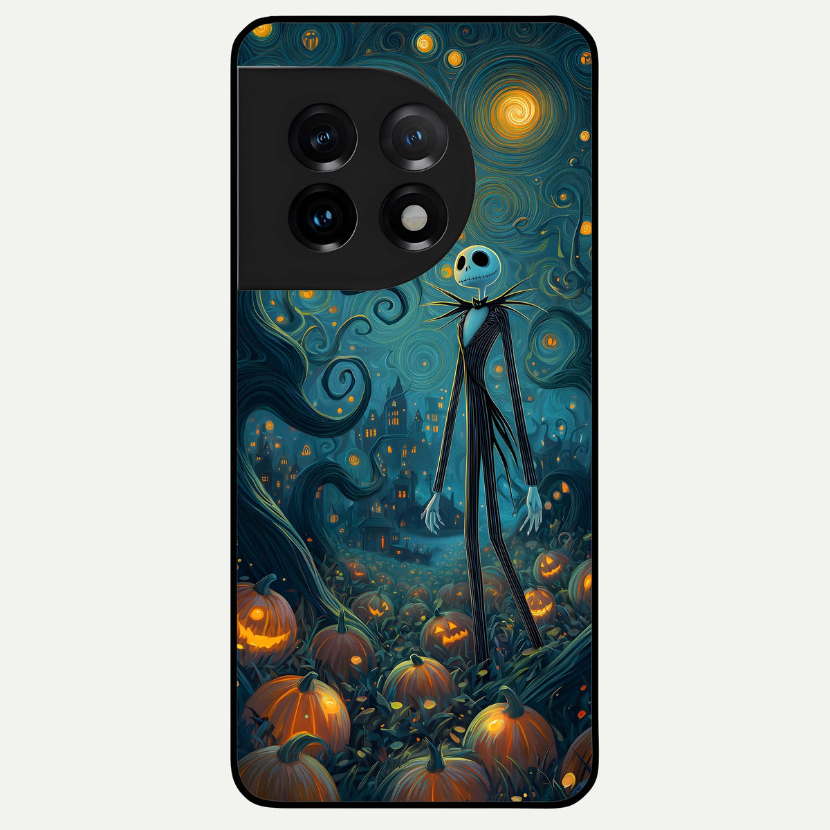  Pumpkin Moon Night Glass Case For OnePlus 11 back cover – full design glossy printed glass finish