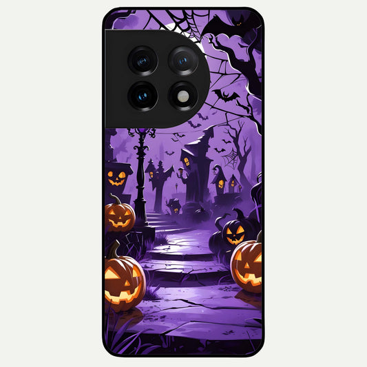 Pumpkin Patch Halloween Glass Case For OnePlus 11 back cover – full design glossy printed glass finish