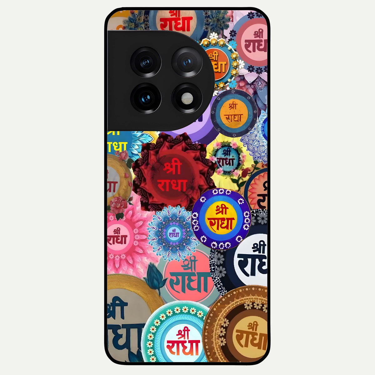  Radha Divine Bloom Glass Case For OnePlus 11 back cover – full design glossy printed glass finish