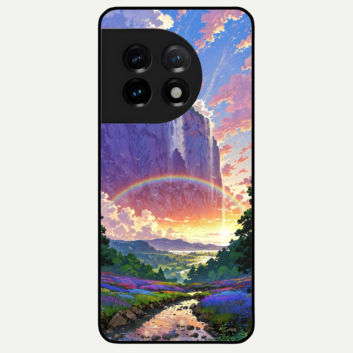 Rainbow Valley Dream Glass Case For OnePlus 11 back cover – full design glossy printed glass finish