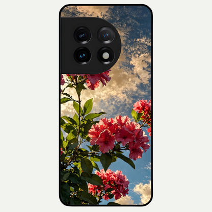  Red Bloom Skies Glass Case For OnePlus 11 back cover – full design glossy printed glass finish