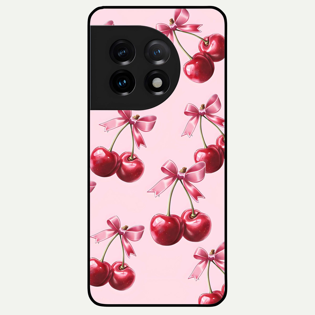  Red Cherries Pattern Glass Case For OnePlus 11 back cover – full design glossy printed glass finish