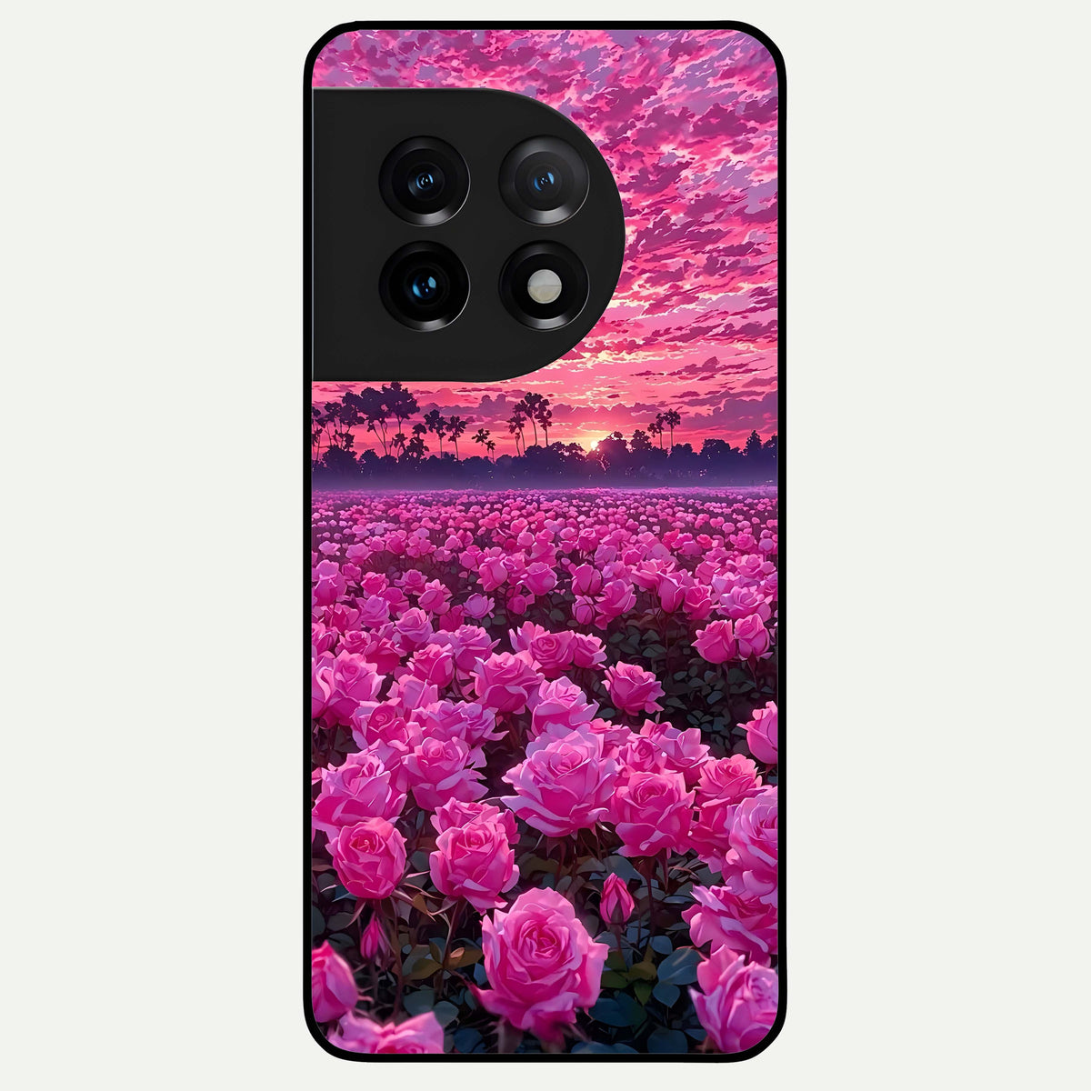  Rose Sunset Valley Glass Case For OnePlus 11 back cover – full design glossy printed glass finish