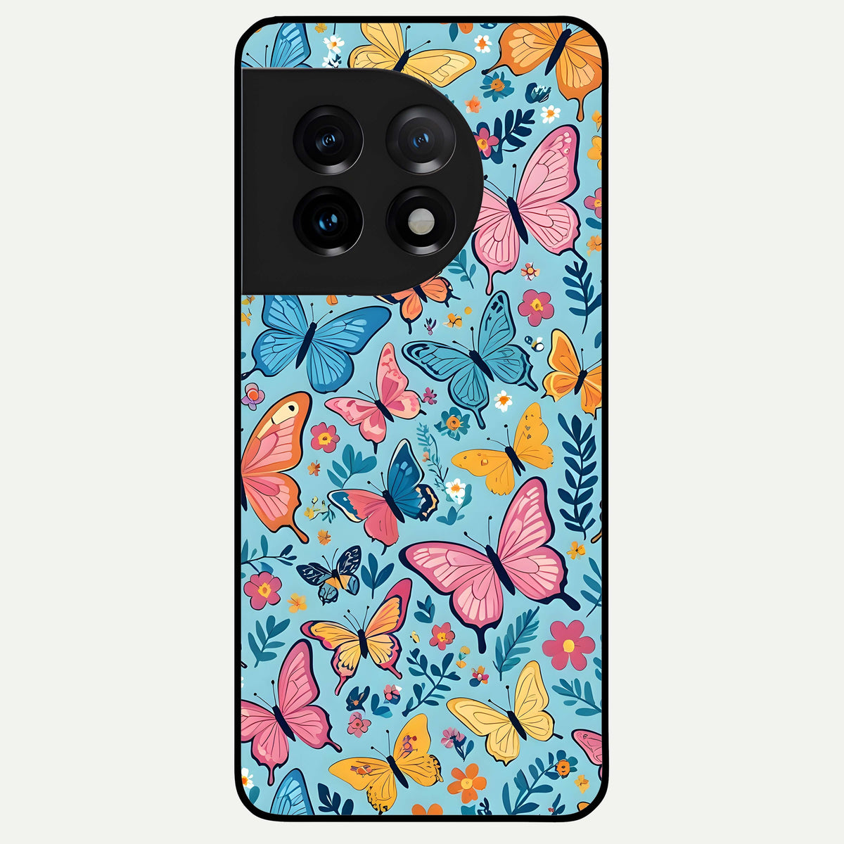  Spring Wing Garden Glass Case For OnePlus 11 back cover – full design glossy printed glass finish