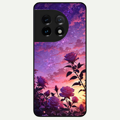  Starlit Rose Twilight Glass Case For OnePlus 11 back cover – full design glossy printed glass finish