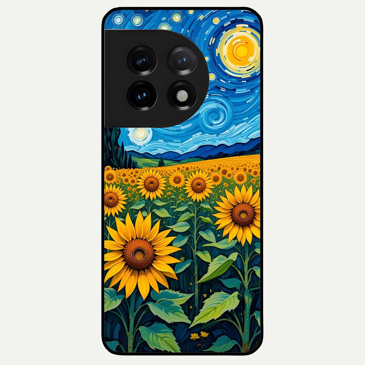  Starry Sunflower Dreams Glass Case For OnePlus 11 back cover – full design glossy printed glass finish