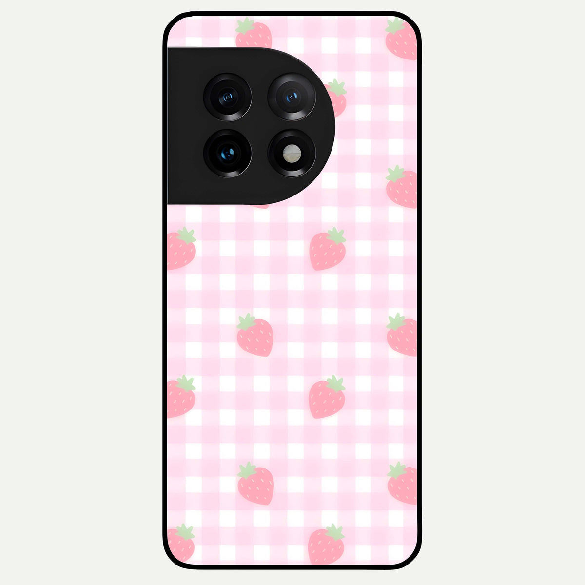  Strawberry Picnic Love Glass Case For OnePlus 11 back cover – full design glossy printed glass finish