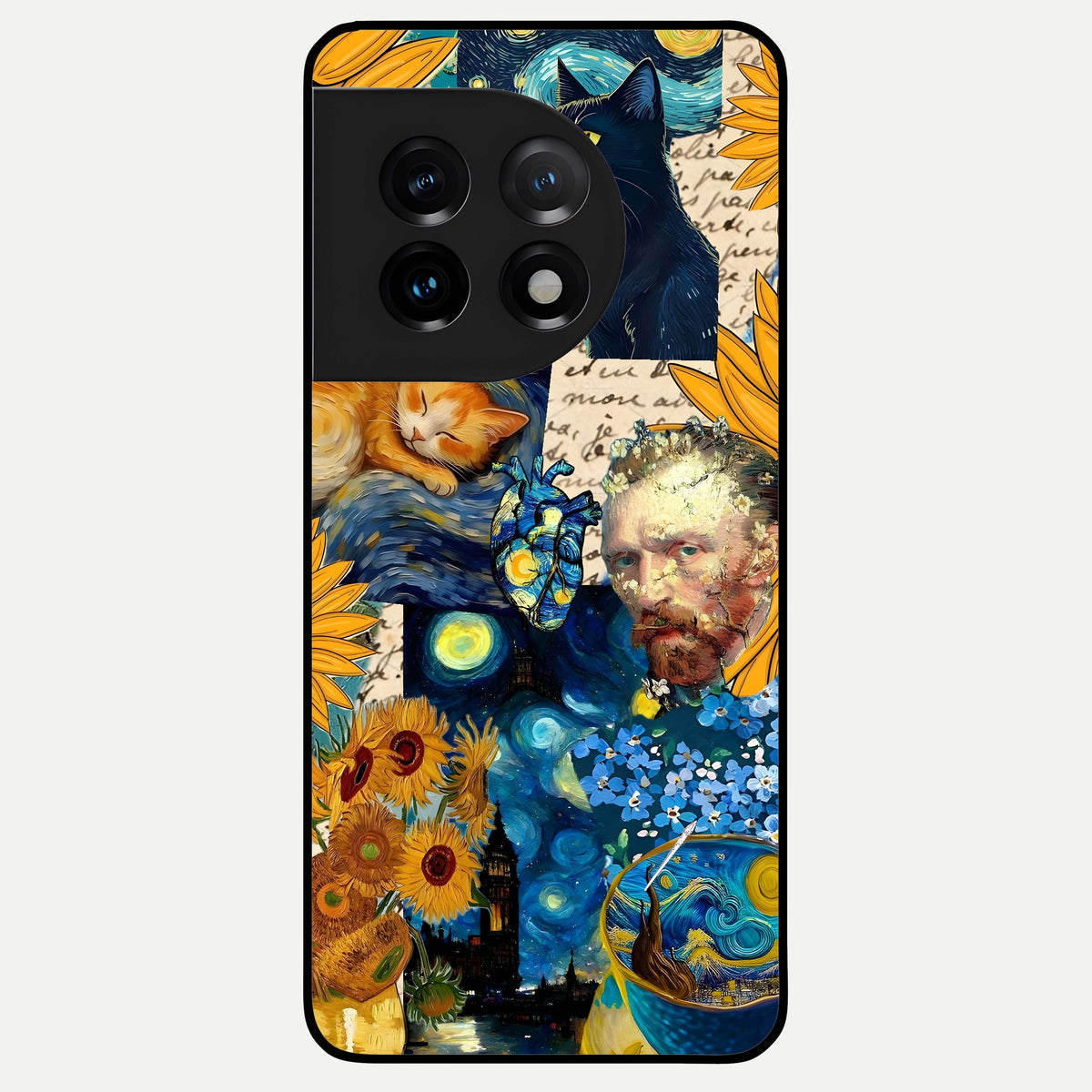  Sunflower Chic Mood Custom Name Glass Case For OnePlus 11 back cover – full design glossy printed glass finish