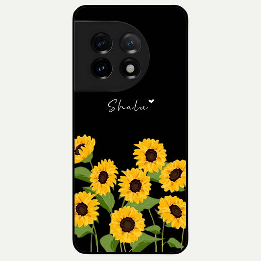  Sunflower Sky Bloom Glass Case For OnePlus 11 back cover – full design glossy printed glass finish