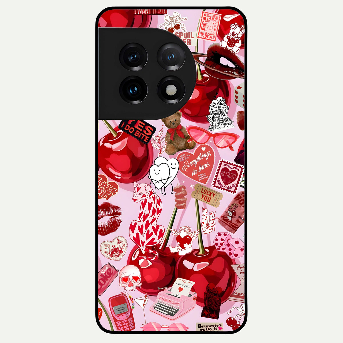  Sweet Cherry Chaos Glass Case For OnePlus 11 back cover – full design glossy printed glass finish