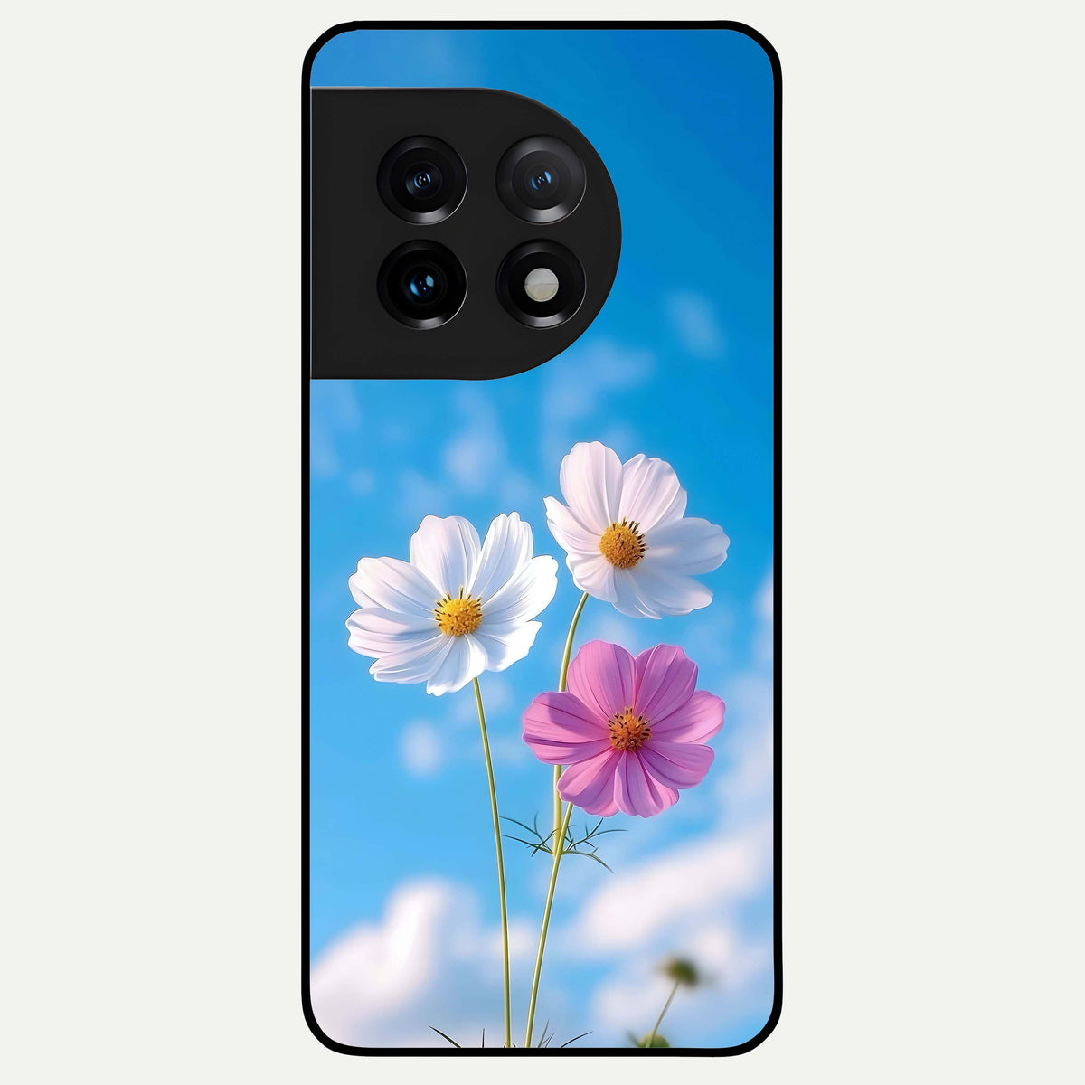  Tripple Flowers With Sky Glass Case For OnePlus 11 back cover – full design glossy printed glass finish