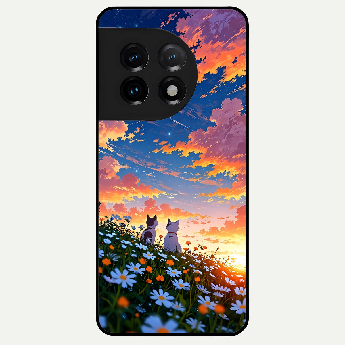  Two Cats Friends Glass Case For OnePlus 11 back cover – full design glossy printed glass finish