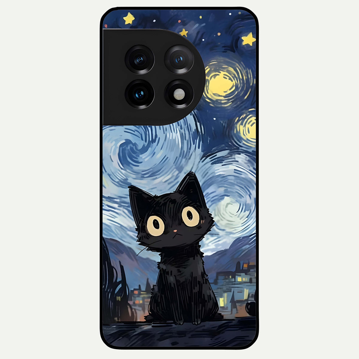  Van Gogh Cat Glass Case For OnePlus 11 back cover – full design glossy printed glass finish