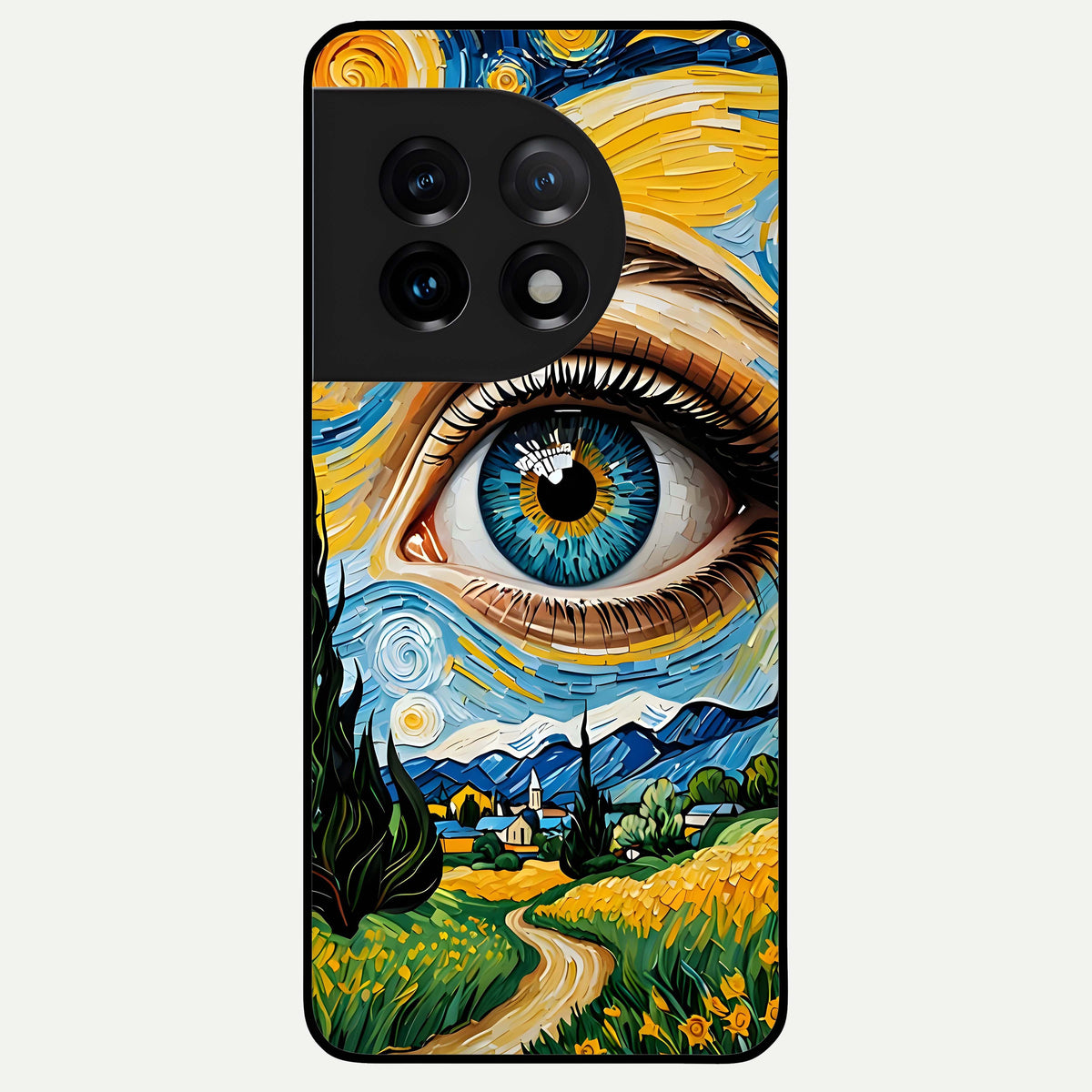  Van Gogh Eye Glass Case For OnePlus 11 back cover – full design glossy printed glass finish