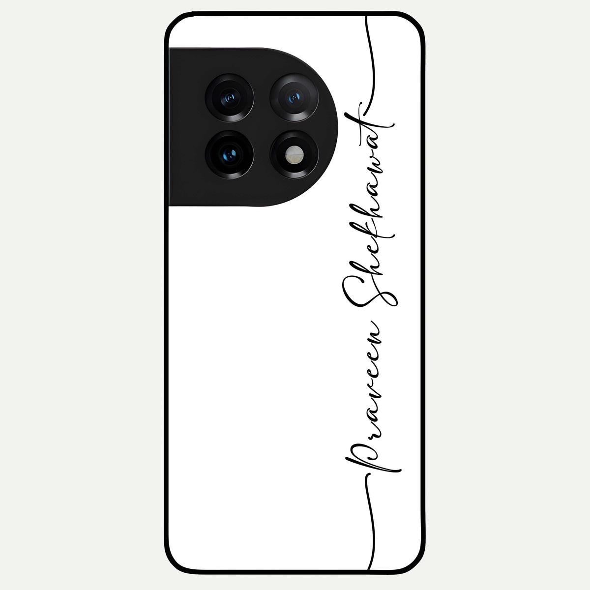 White Tune Custom Name Glass Case For OnePlus 11 back cover – personalized glossy printed glass finish