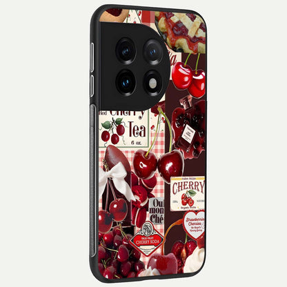  Aesthetic Cherry Tea back cover For OnePlus 11 slim fit glass case with vibrant aesthetic design