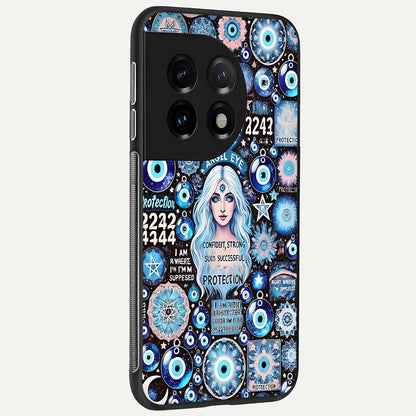  Angel Aura Shield back cover For OnePlus 11 slim fit glass case with vibrant aesthetic design