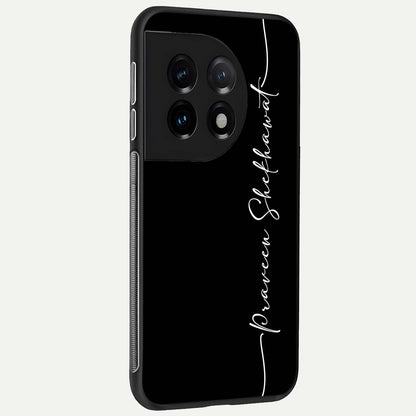  Black Tune Custom Name back cover For OnePlus 11 slim fit glass case with vibrant aesthetic design