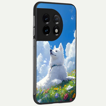  Blissful Cloud Pup back cover For OnePlus 11 slim fit glass case with vibrant aesthetic design