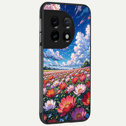  Blossom Sky Field back cover For OnePlus 11 slim fit glass case with vibrant aesthetic design