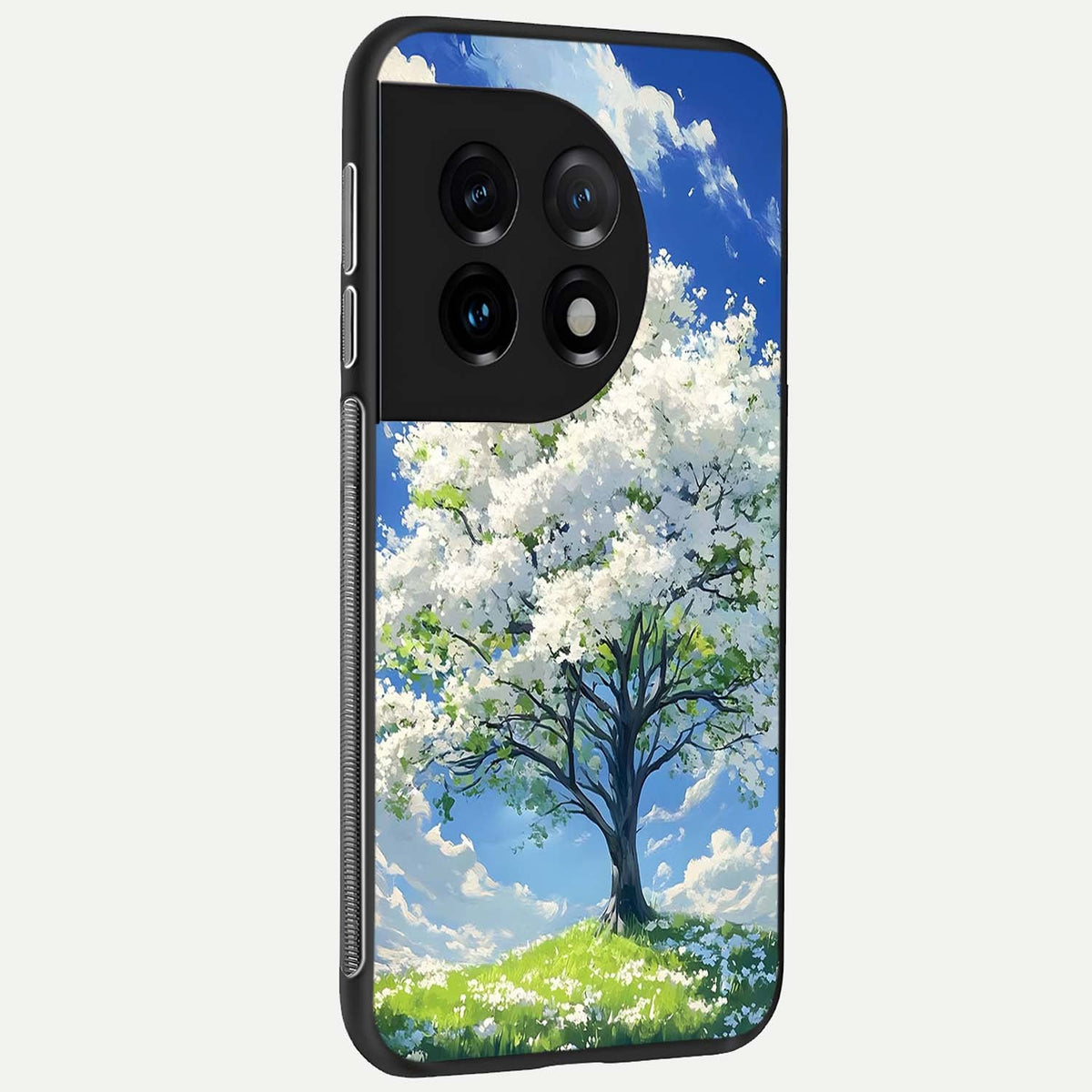  Blossom Sky Serenity back cover For OnePlus 11 slim fit glass case with vibrant aesthetic design