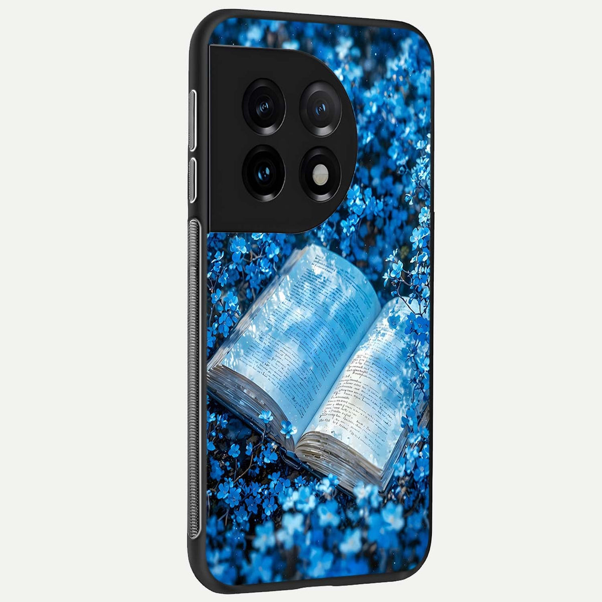  Blue Bloom Tales back cover For OnePlus 11 slim fit glass case with vibrant aesthetic design