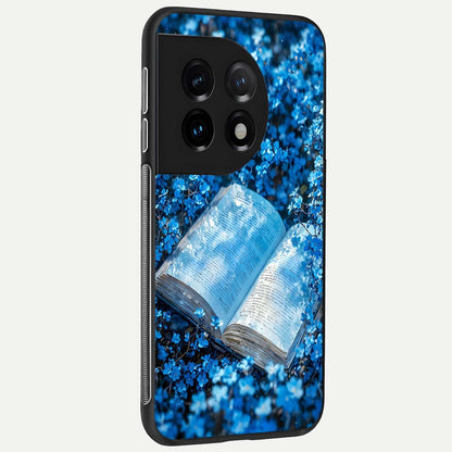  Blue Bloom Tales back cover For OnePlus 11 slim fit glass case with vibrant aesthetic design