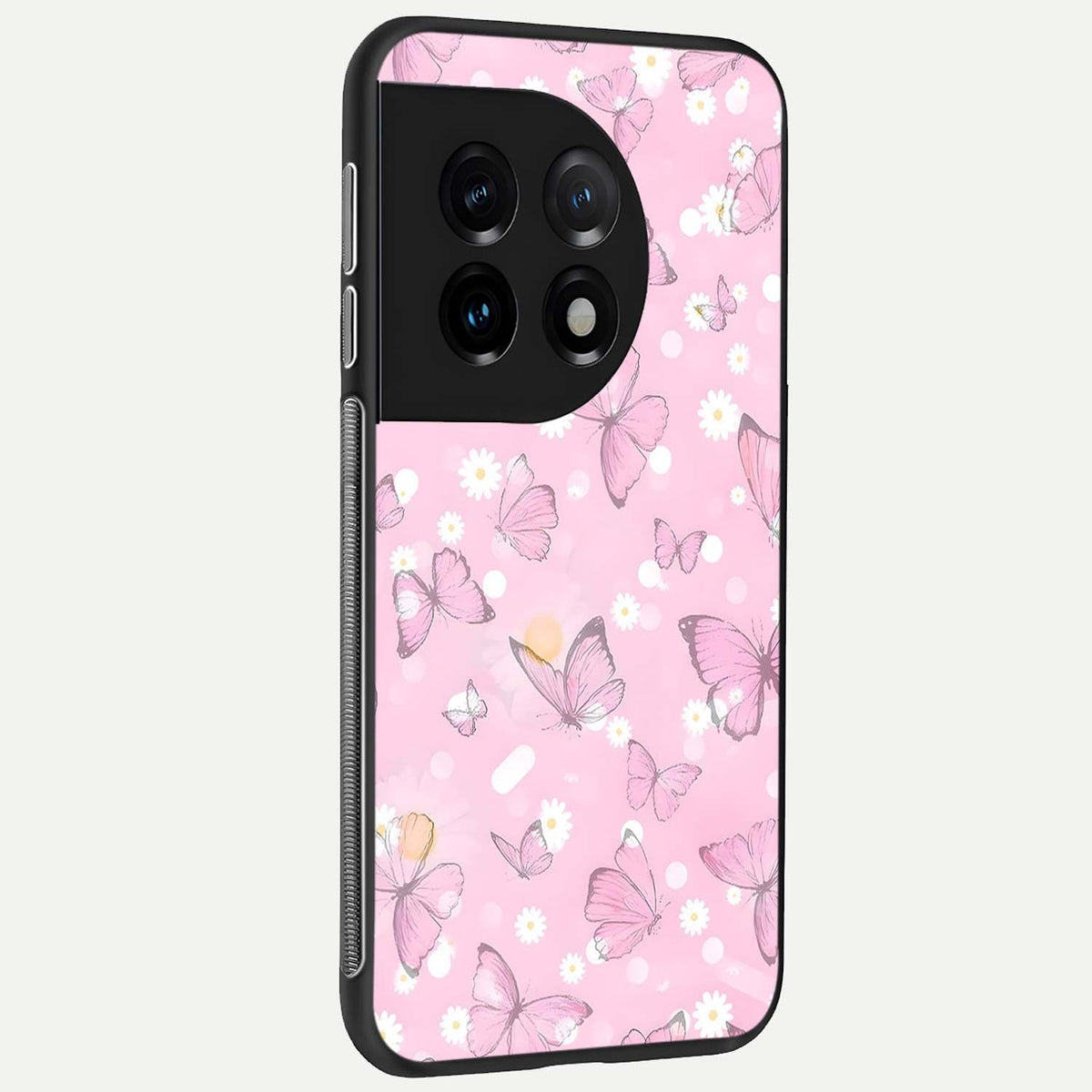  Blush Butterfly Garden back cover For OnePlus 11 slim fit glass case with vibrant aesthetic design
