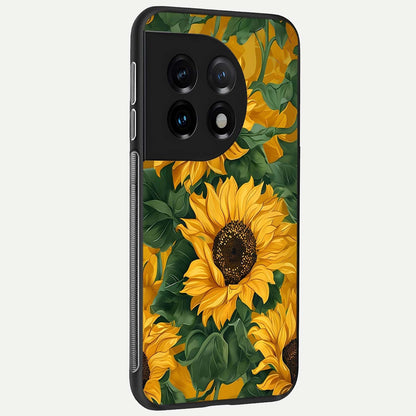 Bright Sunflower Bloom back cover For OnePlus 11 slim fit glass case with vibrant aesthetic design